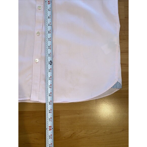 Ted Baker Shirt Mens 3 Small Pink White Geometric‎ Button Down Cotton Flip Cuff - Picture 8 of 10